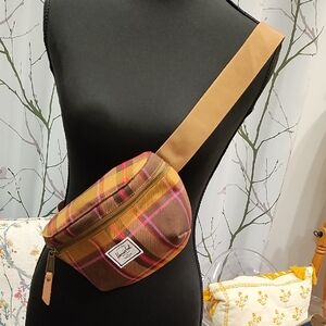 Herschel Plaid Belt Bag in Brown and Tan